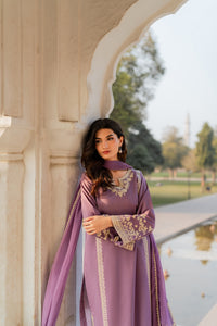 MIRANA-3PC RAW SILK EMBROIDERED SHIRT WITH SOFT SILK DUPATTA AND TROUSER-BIC-5149
