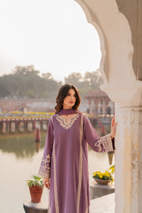 MIRANA-3PC RAW SILK EMBROIDERED SHIRT WITH SOFT SILK DUPATTA AND TROUSER-BIC-5149
