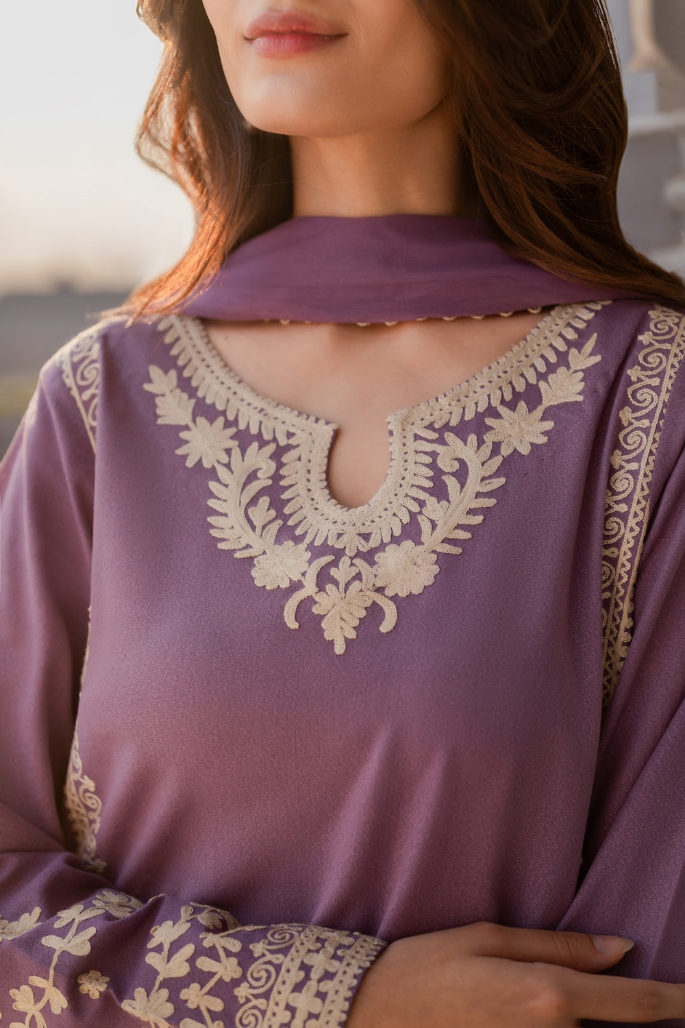 MIRANA-3PC RAW SILK EMBROIDERED SHIRT WITH SOFT SILK DUPATTA AND TROUSER-BIC-5149