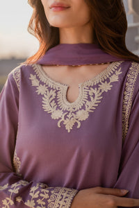 MIRANA-3PC RAW SILK EMBROIDERED SHIRT WITH SOFT SILK DUPATTA AND TROUSER-BIC-5149