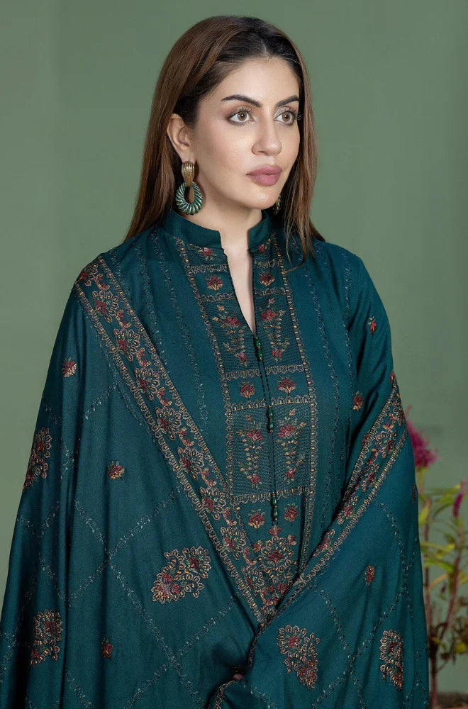MOHAGNI-3PC KARANDI EMBROIDERED SHIRT WITH KARANDI EMBROIDERED SHAWL AND TROUSER-BIC-4256