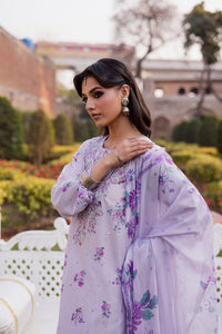 BATIK-3PC LAWN PRINTED EMB SHIRT WITH SILK PRINTED DUPATTA AND PRINTED TROUSER-BIC-019