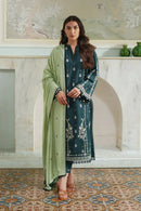 BATIK-3PC DHANAK EMBROIDERED SHIRT WITH DHANAK EMBROIDERED SHAWL & TROUSER-BIC-4178