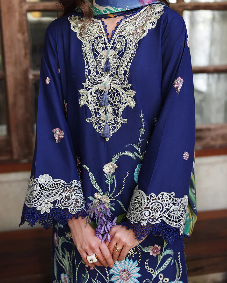 MUSHQ-3PC LAWN EMBROIDERED SHIRT WITH CHIFFON PRINTED DUPATTA AND TROUSER-BIC-4926