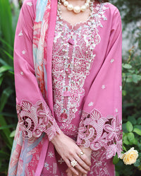 MUSHQ-3PC DHANAK EMBROIDERED SHIRT WITH WOOL PRINTED SHAWL AND TROUSER -BIC-5243