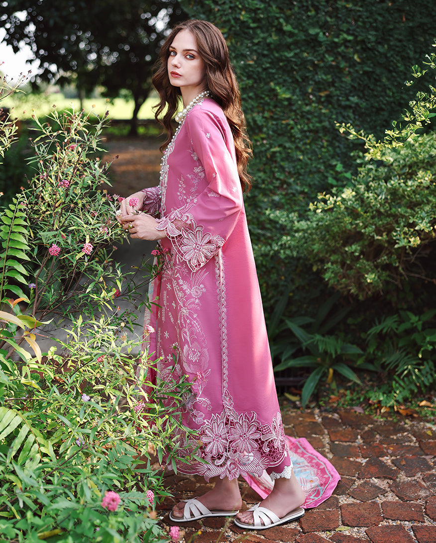 MUSHQ-3PC DHANAK EMBROIDERED SHIRT WITH WOOL PRINTED SHAWL AND TROUSER -BIC-5243