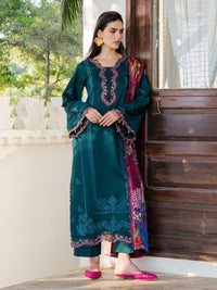 IZEL-3PC LAWN EMBROIDERED SHIRT WITH CHIFFON PRINTED DUPATTA AND TROUSER-BIC-4841