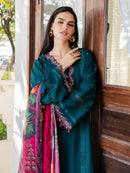 IZEL-3PC LAWN EMBROIDERED SHIRT WITH CHIFFON PRINTED DUPATTA AND TROUSER-BIC-4841