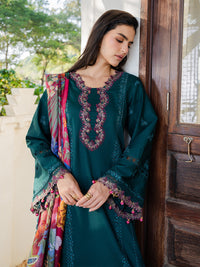 IZEL-3PC LAWN EMBROIDERED SHIRT WITH CHIFFON PRINTED DUPATTA AND TROUSER-BIC-4841