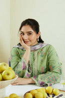 ZARA SHAHJAHAN- 3PC DHANAK EMBROIDERED SHIRT WITH WOOL PRINT SHAWL AND EMB TROUSER-BIC-3273