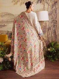 MAHNUR-3PC DHANAK EMBROIDERED SHIRT WITH COURTRAI PRINTED SHAWL & TROUSER-BIC-4329
