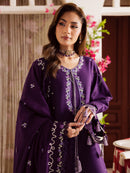 MAHNUR-3PC DHANAK EMBROIDERED SHIRT WITH DHANAK EMBROIDERED SHAWL & TROUSER-BIC-4328