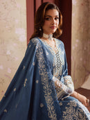 MAHNUR-3PC DHANAK EMBROIDERED SHIRT WITH DHANAK EMBROIDERED SHAWL & TROUSER-BIC-4323