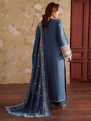 MAHNUR-3PC DHANAK EMBROIDERED SHIRT WITH DHANAK EMBROIDERED SHAWL & TROUSER-BIC-4323