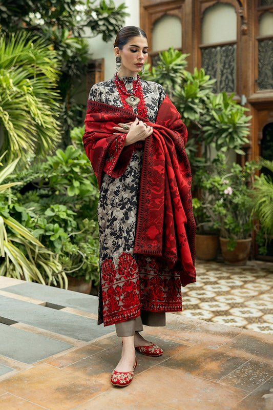 ZAINAB CHOTTANI-3PC LAWN EMBROIDERED PRINTED SHIRT WITH LAWN PRINT DUPATTA AND PRINT TROUSER-BIC-
