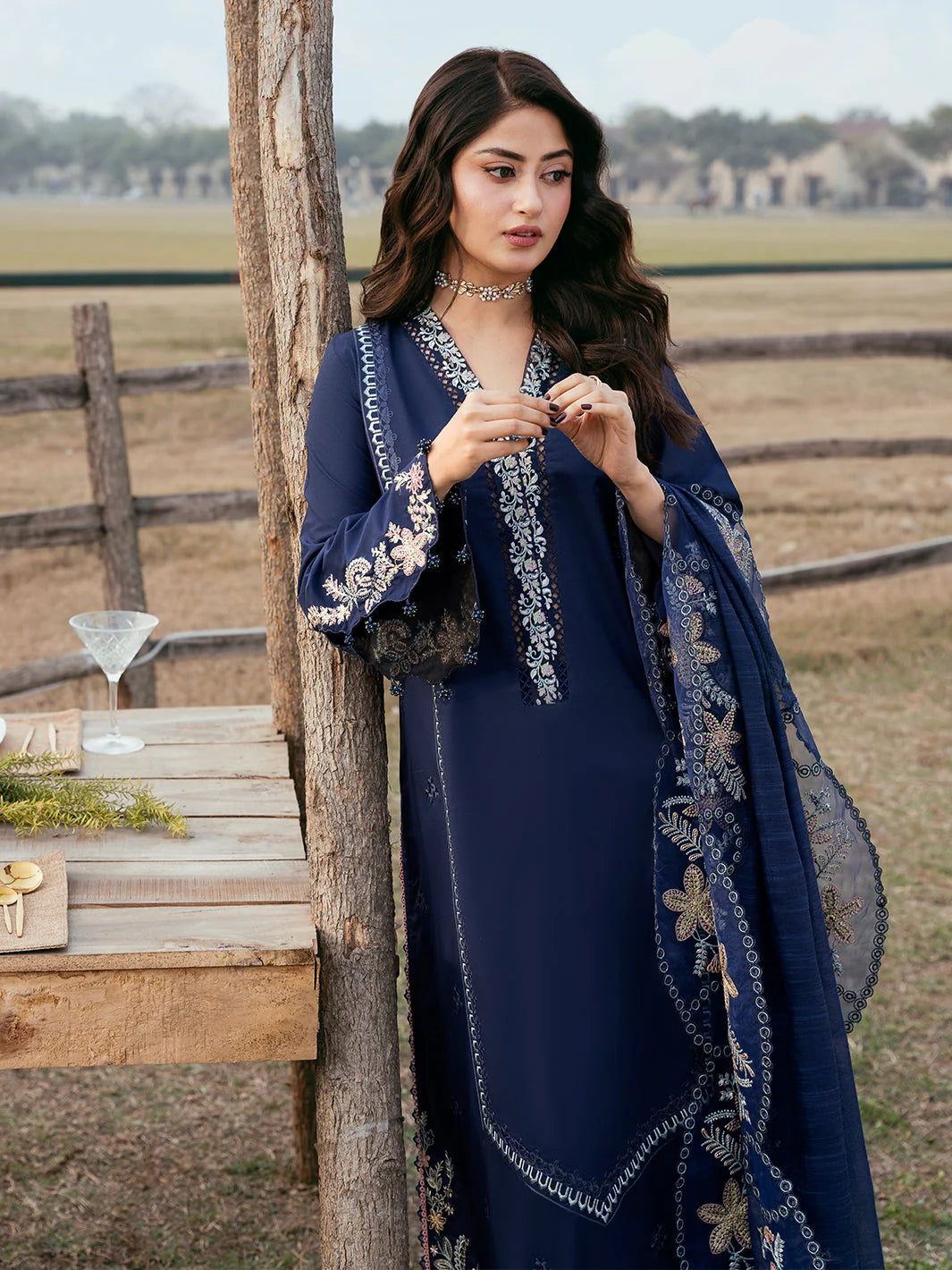 IZEL-3PC LAWN EMBROIDERED SHIRT WITH KHADDI NET EMBROIDERED DUPATTA AND TROUSER-BIC-4817
