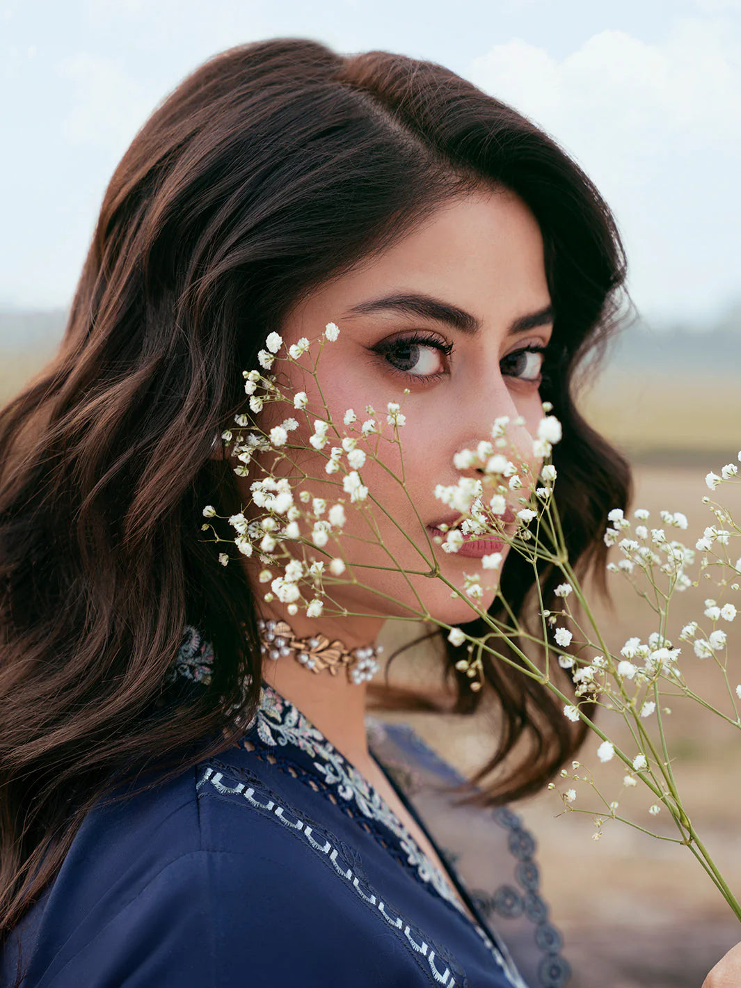 IZEL-3PC LAWN EMBROIDERED SHIRT WITH KHADDI NET EMBROIDERED DUPATTA AND TROUSER-BIC-4817