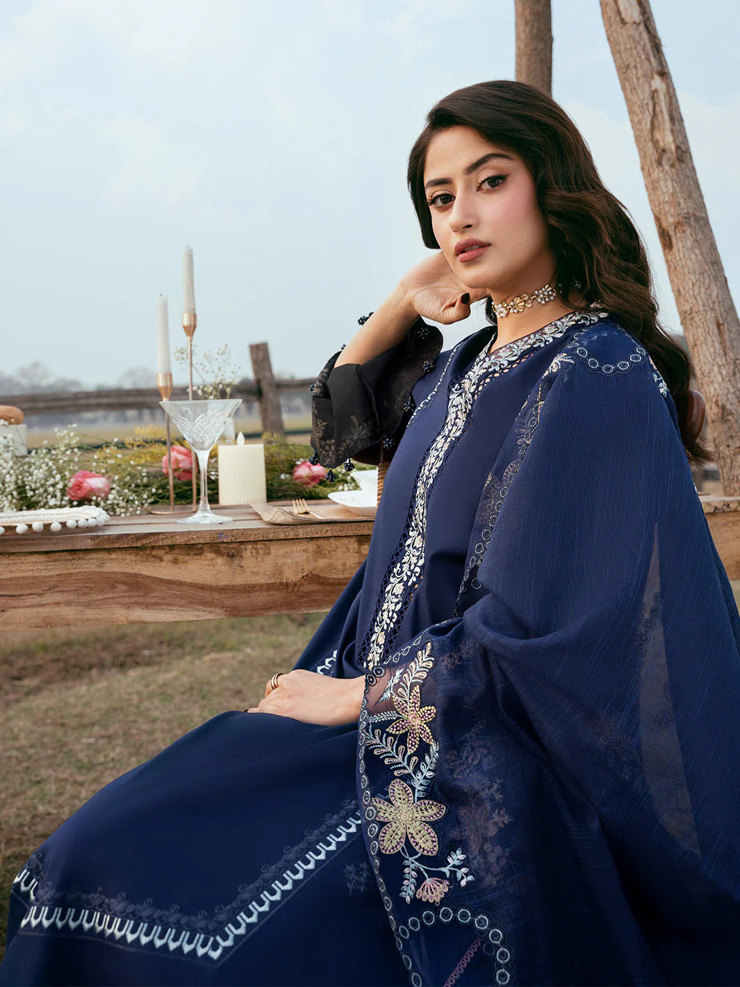 IZEL-3PC LAWN EMBROIDERED SHIRT WITH KHADDI NET EMBROIDERED DUPATTA AND TROUSER-BIC-4817