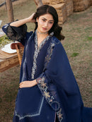 IZEL-3PC LAWN EMBROIDERED SHIRT WITH KHADDI NET EMBROIDERED DUPATTA AND TROUSER-BIC-4817