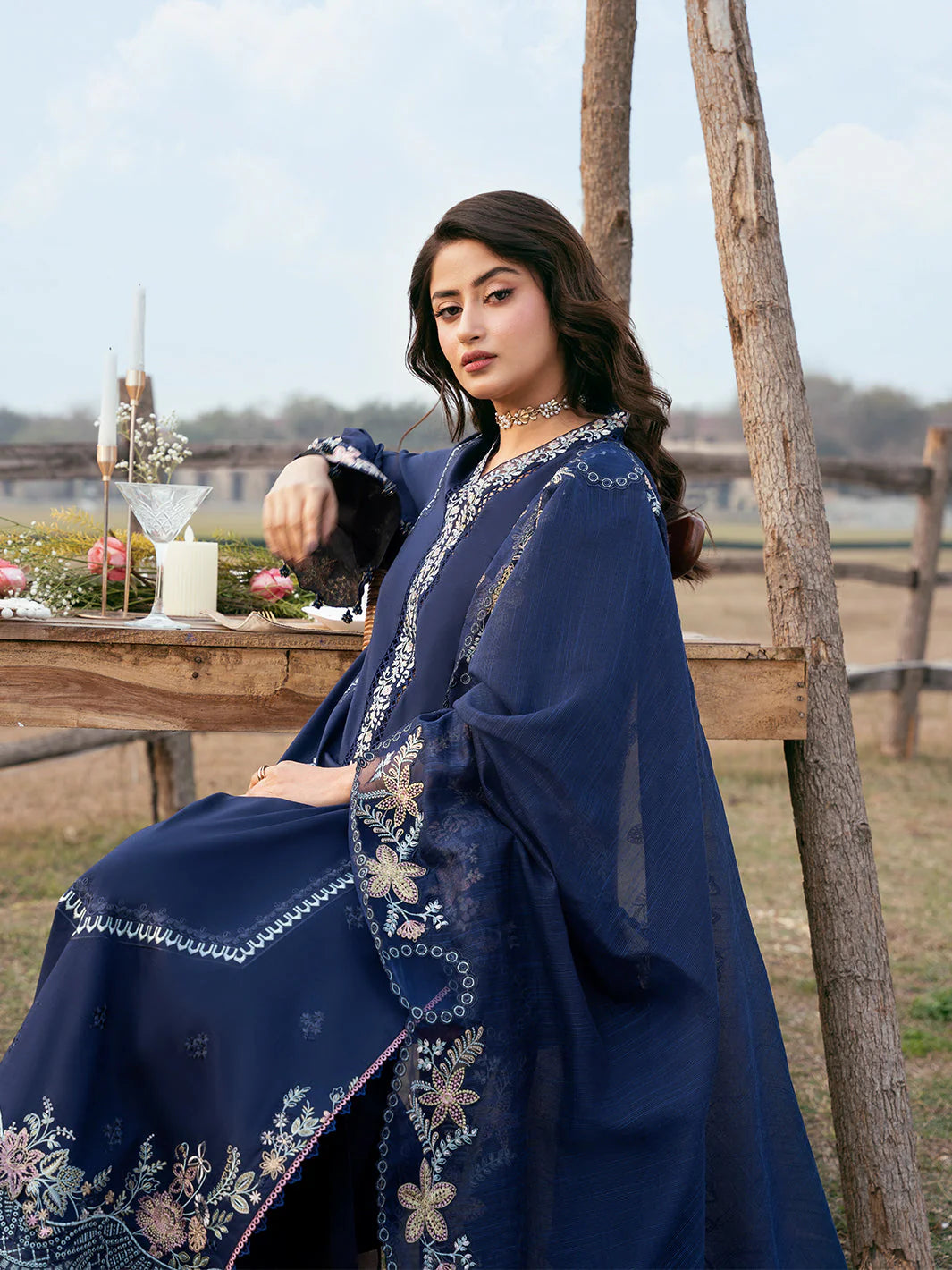 IZEL-3PC LAWN EMBROIDERED SHIRT WITH KHADDI NET EMBROIDERED DUPATTA AND TROUSER-BIC-4817