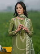 IZEL-3PC LAWN EMBROIDERED SHIRT WITH CHIFFON PRINTED DUPATTA AND TROUSER-BIC-4509