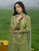 IZEL-3PC LAWN EMBROIDERED SHIRT WITH CHIFFON PRINTED DUPATTA AND TROUSER-BIC-4509