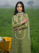 IZEL-3PC LAWN EMBROIDERED SHIRT WITH CHIFFON PRINTED DUPATTA AND TROUSER-BIC-4509