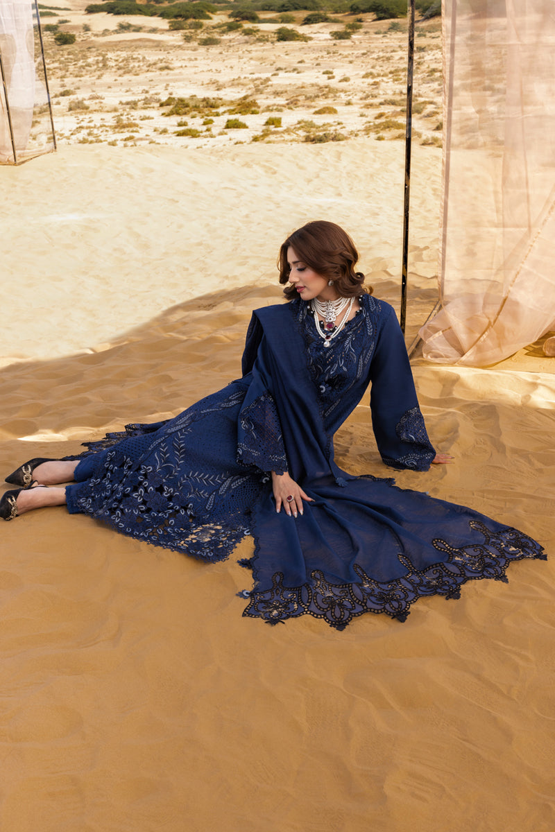 RANG RASIYA-3PC LAWN LASERCUTWORK EMBROIDERED SHIRT WITH KHAADI NET EMBROIDERED DUPATTA AND TROUSER -BIC-4773