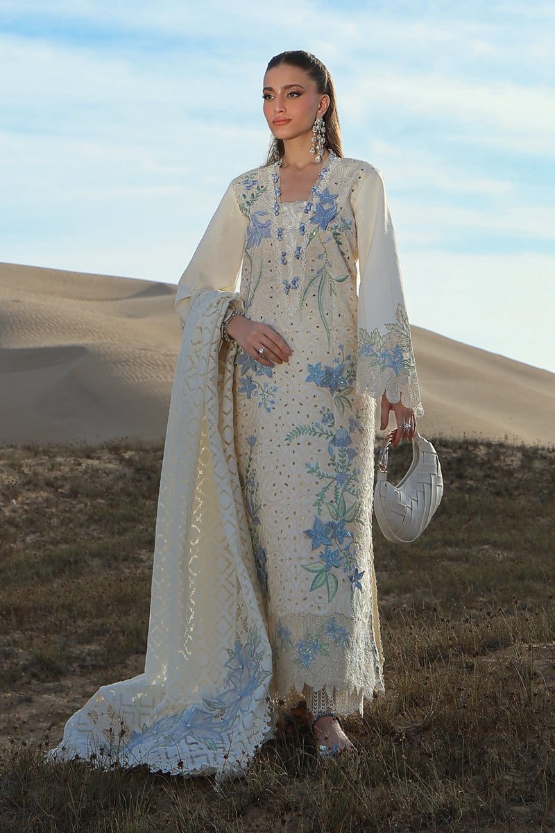 RANG RASIYA-3PC LAWN CHIKANKAARI EMBROIDERED SHIRT WITH KHADDI NET EMBROIDERED DUPATTA AND TROUSER-BIC-4798