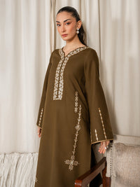 IZEL-2PC DHANAK EMBROIDERED SHIRT WITH DHANAK EMBROIDERED SLEEVES-BIC-15078