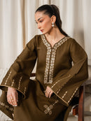 IZEL-2PC DHANAK EMBROIDERED SHIRT WITH DHANAK EMBROIDERED SLEEVES-BIC-15078