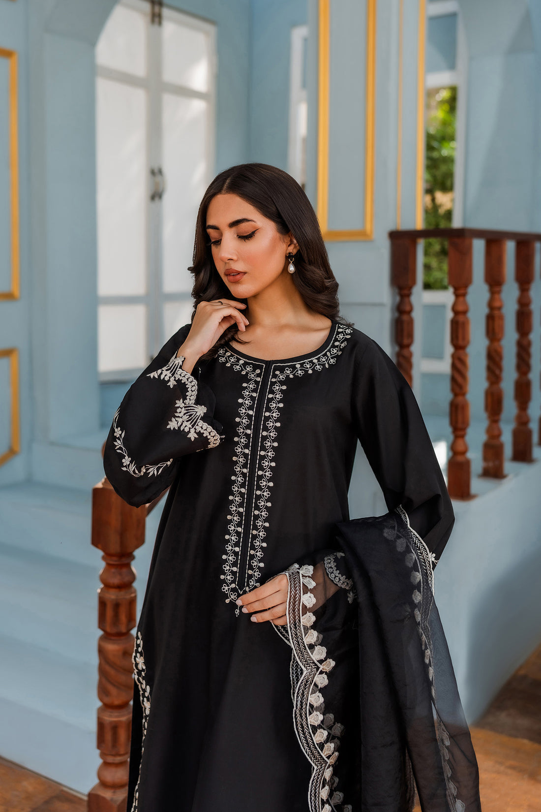 HANA - 3PC DHANAK EMBROIDERED WITH ORGANZA EMBROIDERED DUPPATTA - BIC-3306