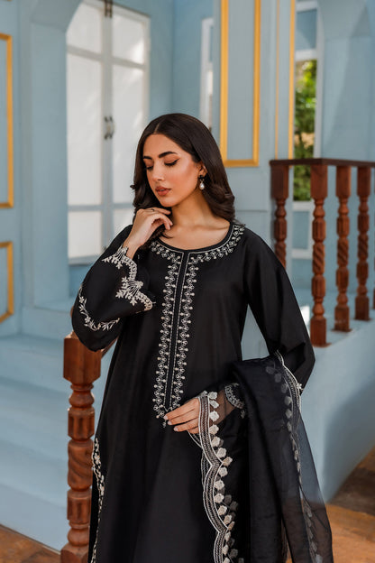 HANA - 3PC DHANAK EMBROIDERED WITH ORGANZA EMBROIDERED DUPPATTA - BIC-3306
