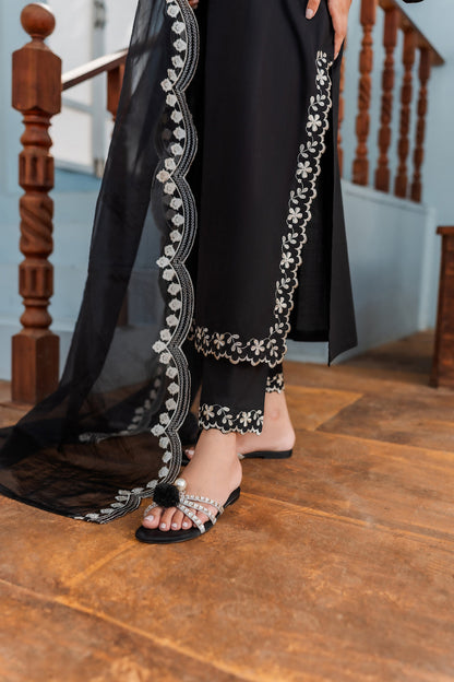 HANA - 3PC DHANAK EMBROIDERED WITH ORGANZA EMBROIDERED DUPPATTA - BIC-3306