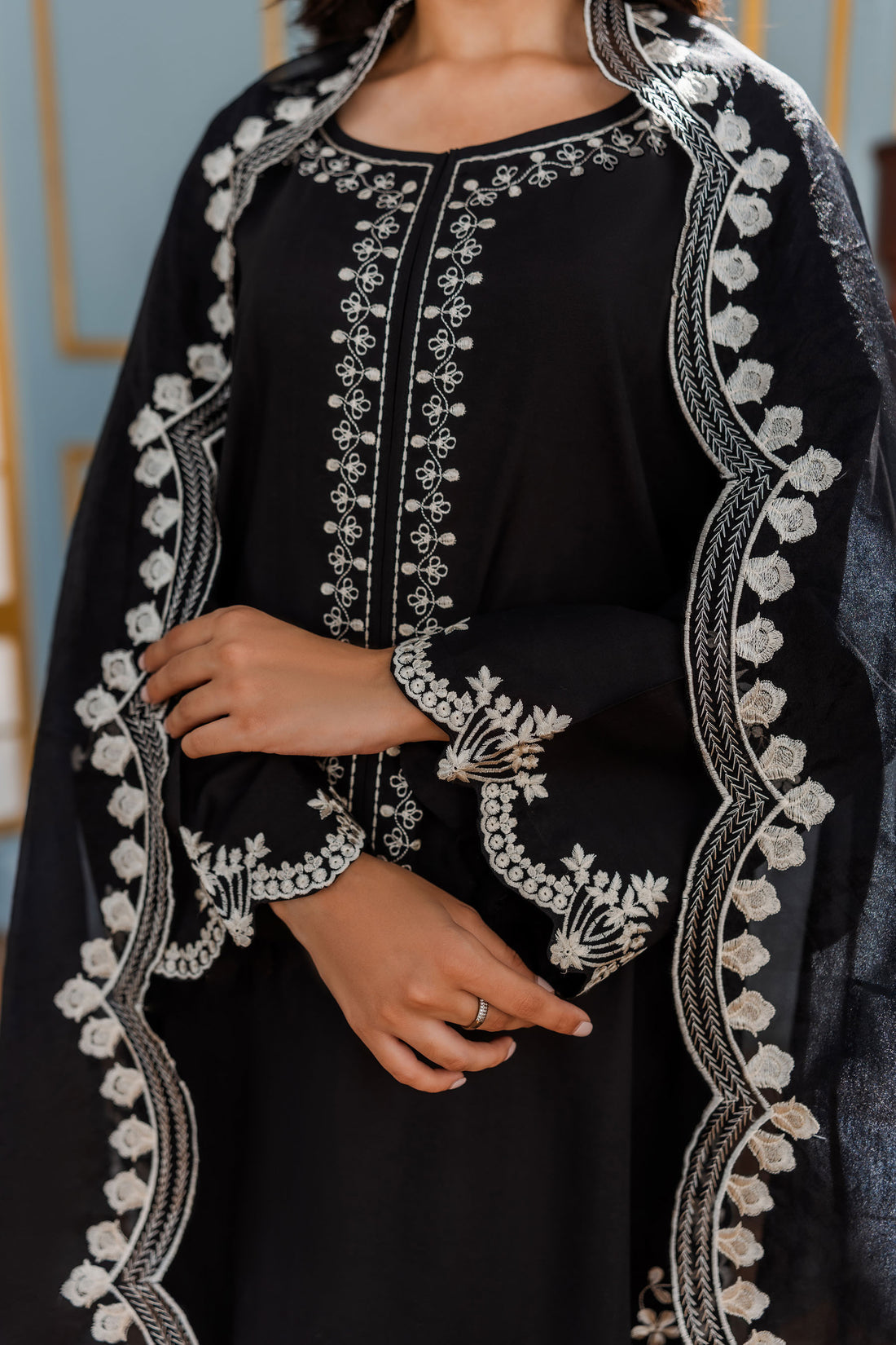 HANA - 3PC DHANAK EMBROIDERED WITH ORGANZA EMBROIDERED DUPPATTA - BIC-3306
