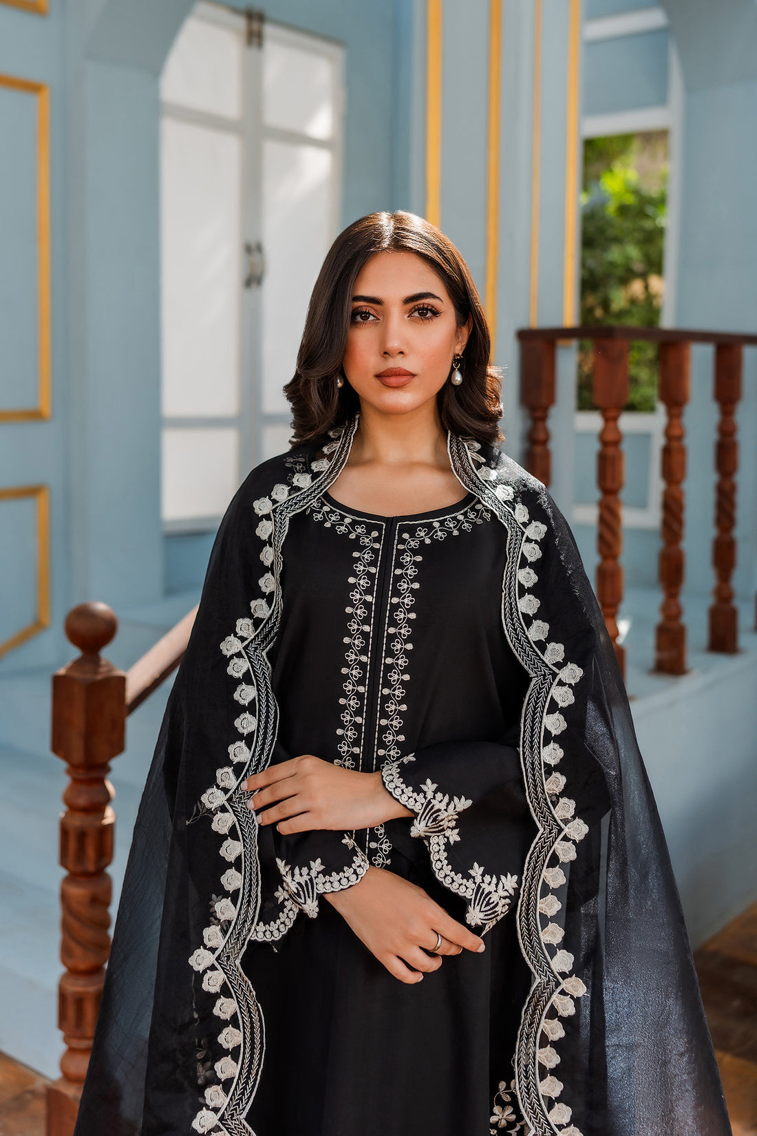 HANA - 3PC DHANAK EMBROIDERED WITH ORGANZA EMBROIDERED DUPPATTA - BIC-3306