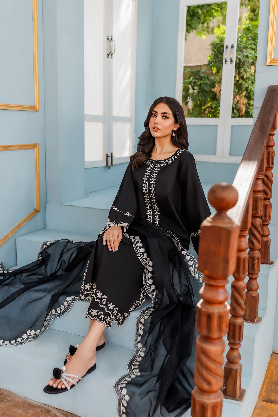 HANA - 3PC DHANAK EMBROIDERED WITH ORGANZA EMBROIDERED DUPPATTA - BIC-3306