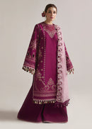 HUSSAIN REHAR-3PC DHANAK EMBROIDERED SHIRT WITH CHIFFON EMBROIDERED DUPATTA AND TROUSER-BIC-5179