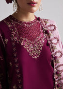HUSSAIN REHAR-3PC DHANAK EMBROIDERED SHIRT WITH CHIFFON EMBROIDERED DUPATTA AND TROUSER-BIC-5179