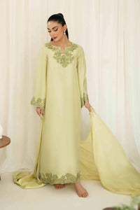 KAIDA-3PC-RAW SILK HAND EMBELLISHED SHIRT EMBROIDERED SOFT SILK DUPATTA AND RAW SILK TROUSER-BIC-5142