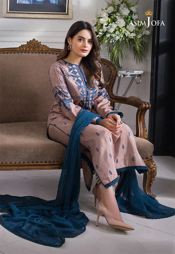 ASIM JOFA 3PC LAWN EMBROIDERED WITH BAMBER CHIFFON DUPATTA-BIC-3510