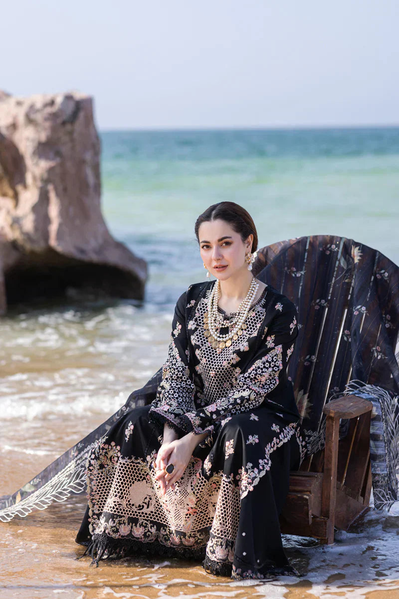 QALAMQAR-3PC LAWN EMBROIDERED SHIRT WITH CHIFFOON EMBROIDERED PRINT DUPATTA AND EMB TROUSER-BIC-4620