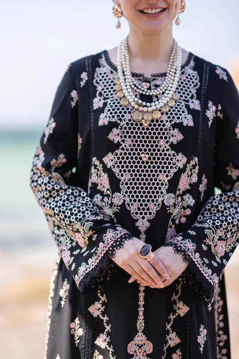 QALAMQAR-3PC LAWN EMBROIDERED SHIRT WITH CHIFFOON EMBROIDERED PRINT DUPATTA AND EMB TROUSER-BIC-4620