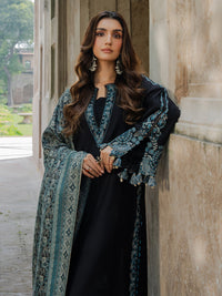 IZEL-3PC KHADDAR EMBROIDERED SHIRT WITH COURTRAI PRINTED SHAWL & TROUSER-BIC-4379