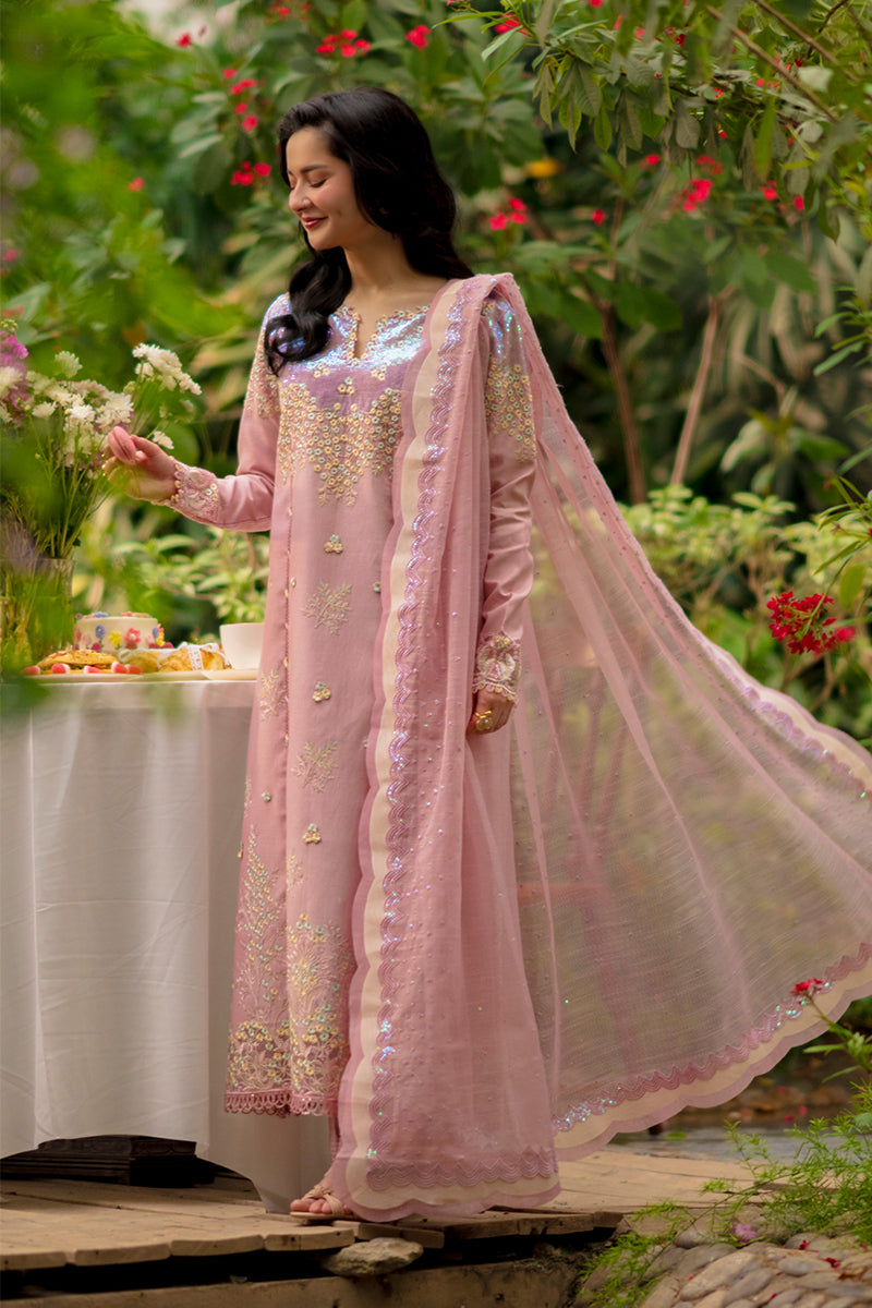 RANG RASIYA-3PC LAWN SEQUIN EMBROIDERED SHIRT WITH KHADDI NET EMB DUPATTA AND EMB TROUSER-BIC-4891