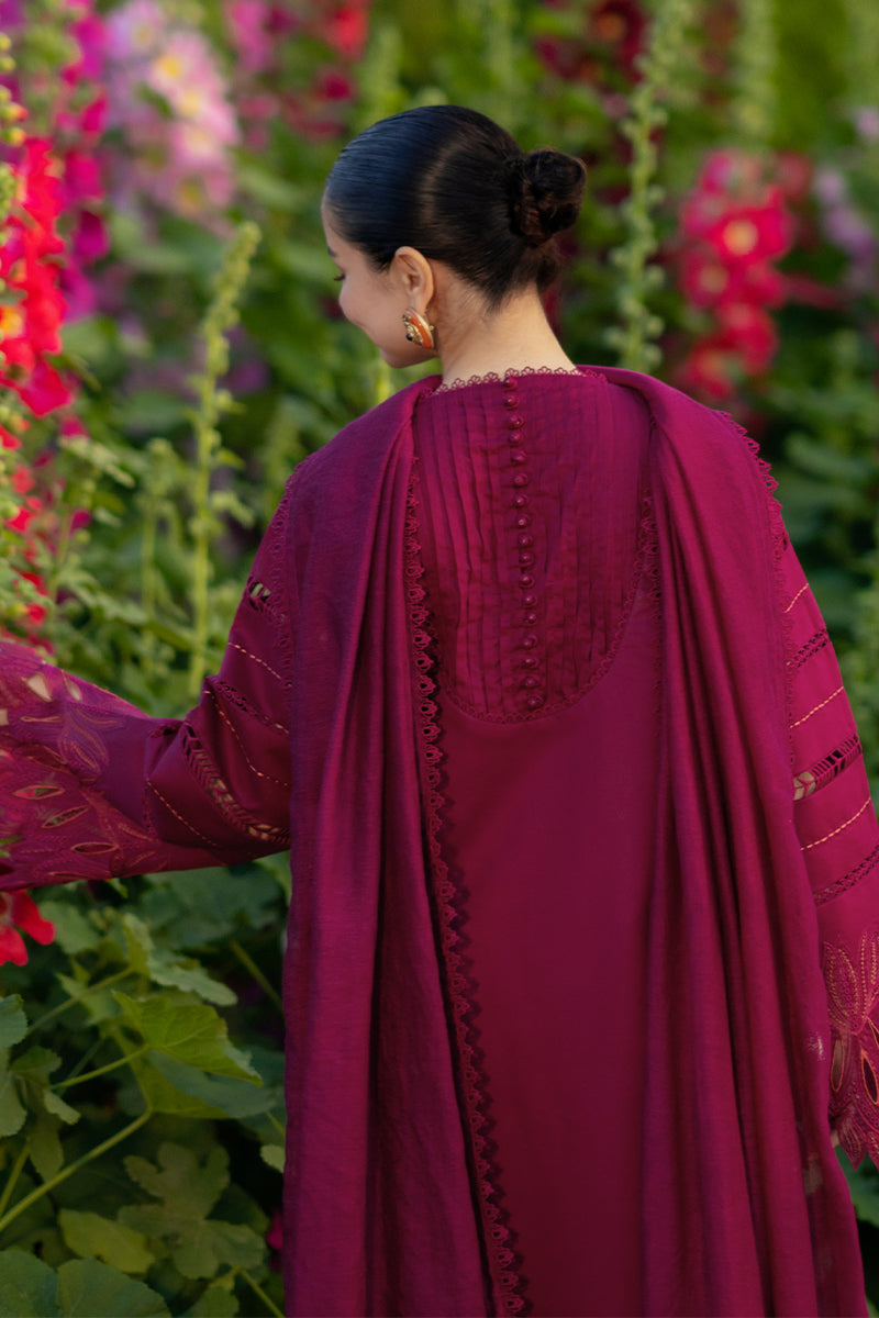 RANG RASIYA-3PC LAWN CHIKAN EMBROIDERED SHIRT WITH KHADDI NET EMB DUPATTA AND EMB TROUSER-BIC-4885