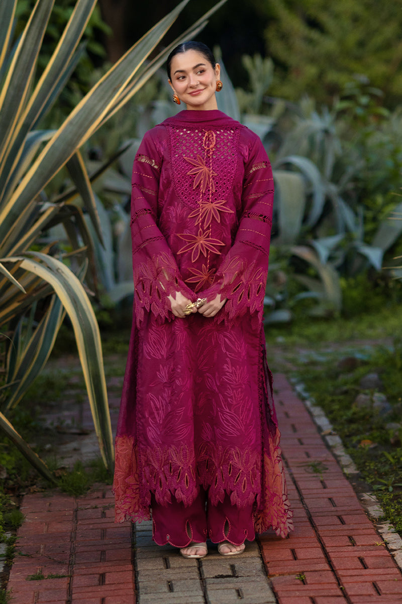 RANG RASIYA-3PC LAWN CHIKAN EMBROIDERED SHIRT WITH KHADDI NET EMB DUPATTA AND EMB TROUSER-BIC-4885