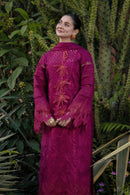 RANG RASIYA-3PC LAWN CHIKAN EMBROIDERED SHIRT WITH KHADDI NET EMB DUPATTA AND EMB TROUSER-BIC-4885