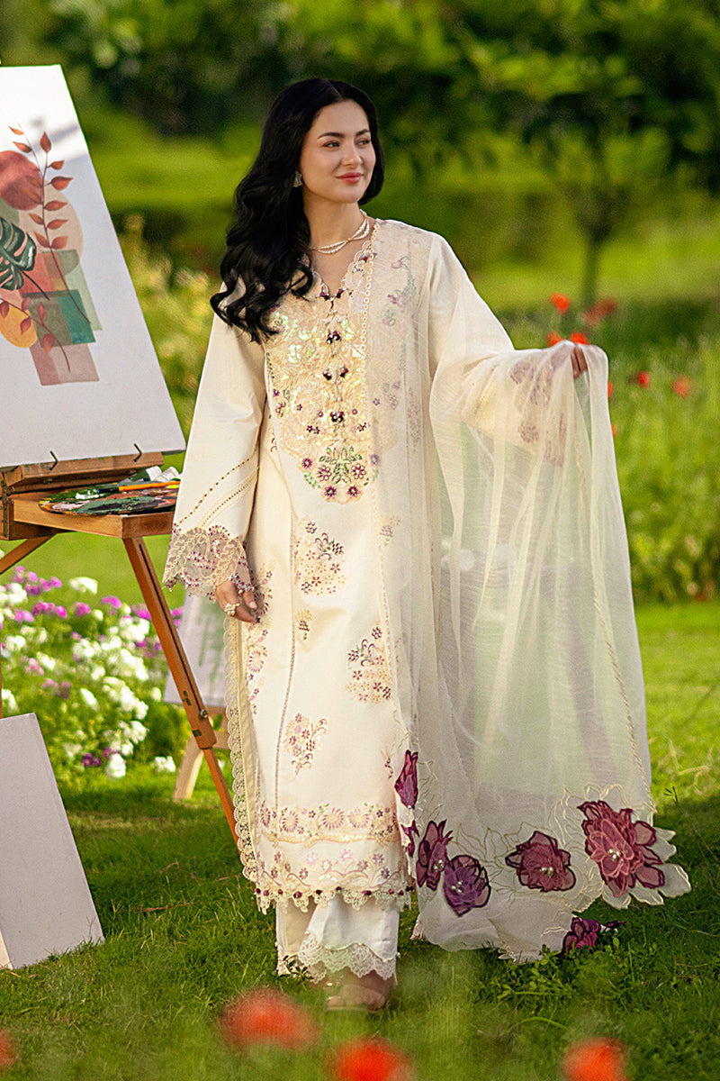 RANG RASIYA-3PC LAWN SEQUIN EMBROIDERED SHIRT WITH KHADDI NET EMB DUPATTA AND EMB TROUSER-BIC-4883