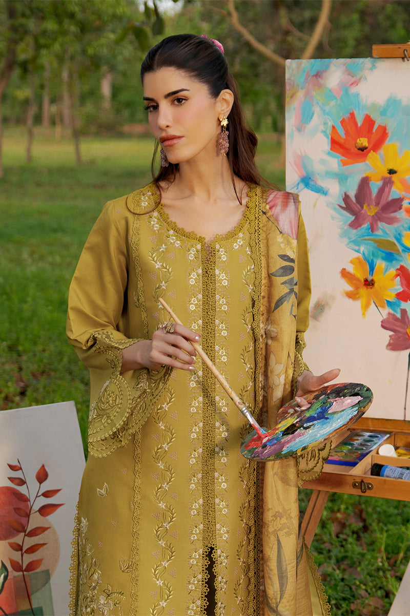 RANG RASIYA-3PC DHANAK EMBROIDERED SHIRT WITH WOOL PRINT SHAWL AND TROUSER-BIC-5080